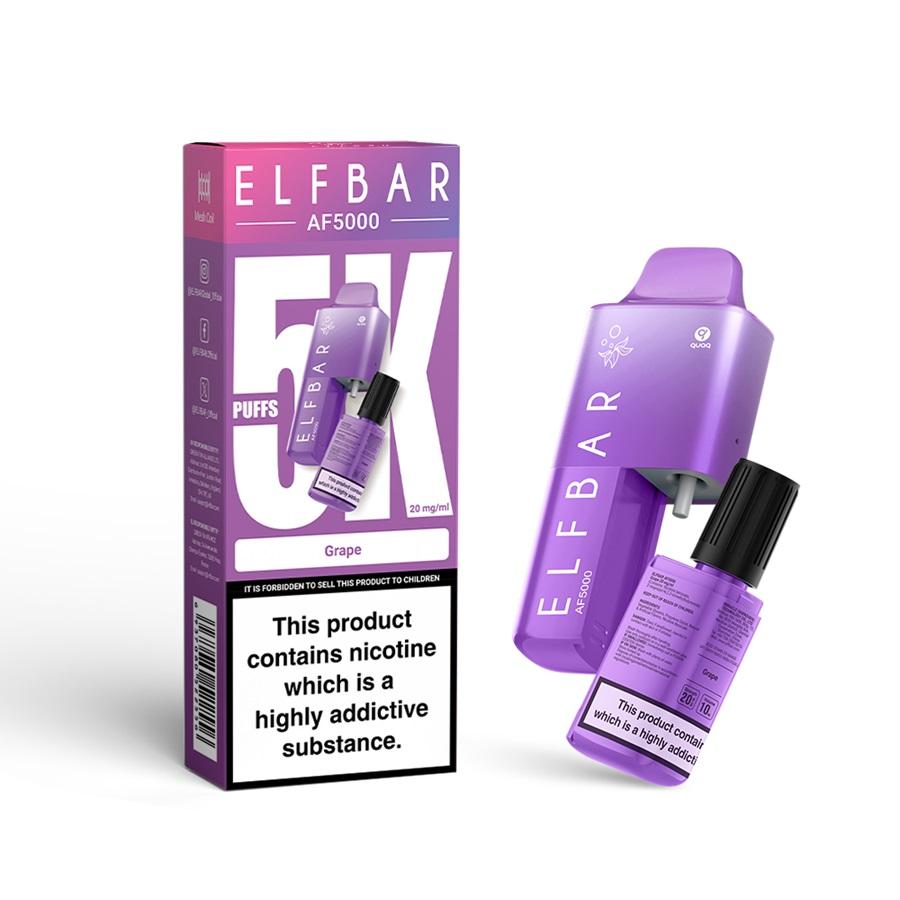 ELFBAR AF5000 Disposable Vape Kit, Grape - Case of 5