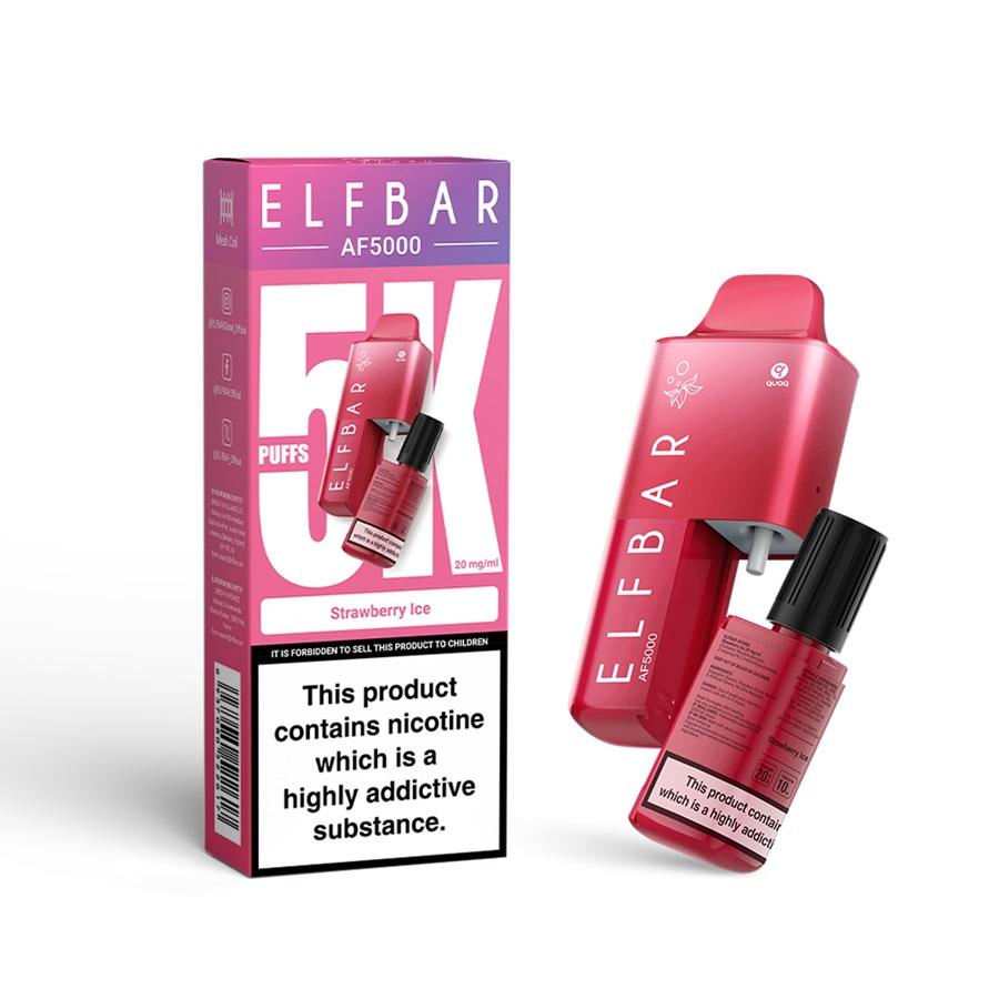 ELFBAR AF5000 Disposable Vape Kit, Strawberry Ice - Case of 5