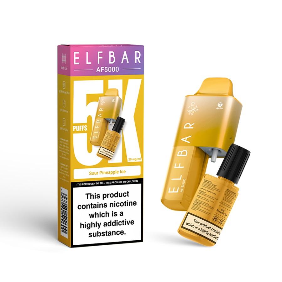 ELFBAR AF5000 Disposable Vape Kit, Sour Pineapple Ice - Case of 5