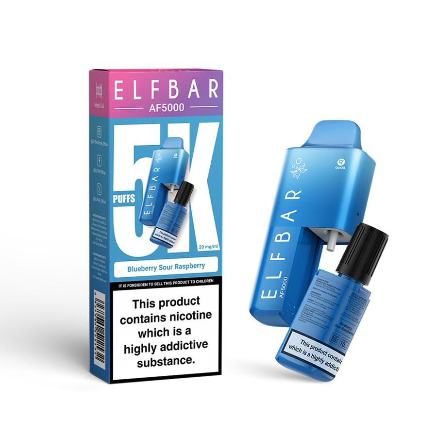 ELFBAR AF5000 Disposable Vape Kit, Blueberry Sour Raspberry - Case of 5