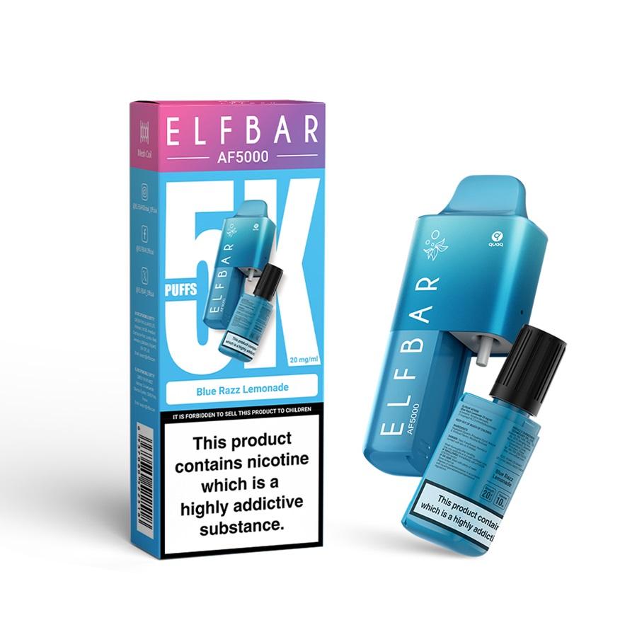 ELFBAR AF5000 Disposable Vape Kit, Blue Razz Lemonade - Case of 5