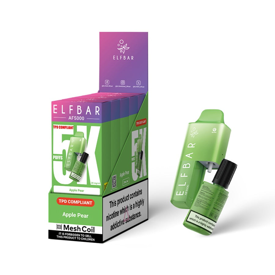 ELFBAR AF5000 Disposable Vape Kit, Apple Pear - Case of 5