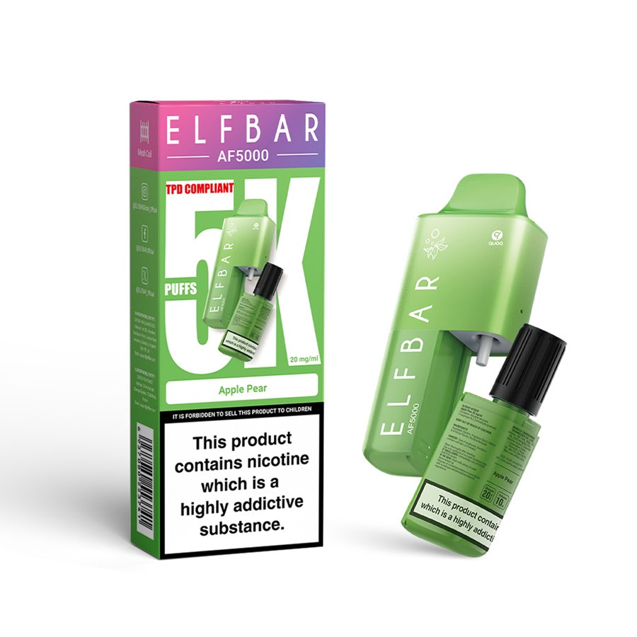 ELFBAR AF5000 Disposable Vape Kit, Apple Pear - Case of 5