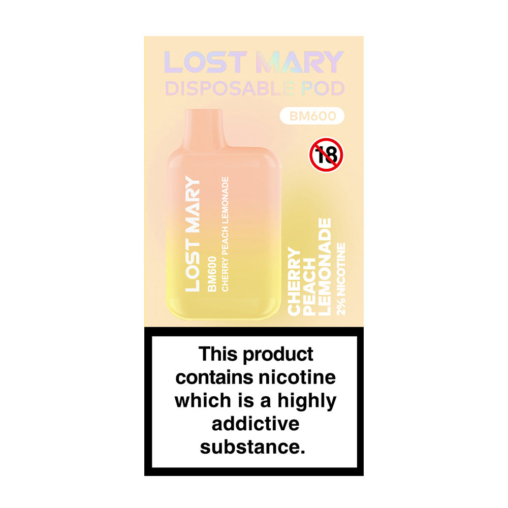 Lost Mary BM600 Cherry Peach Lemonade Disposable Vape - Case of 10