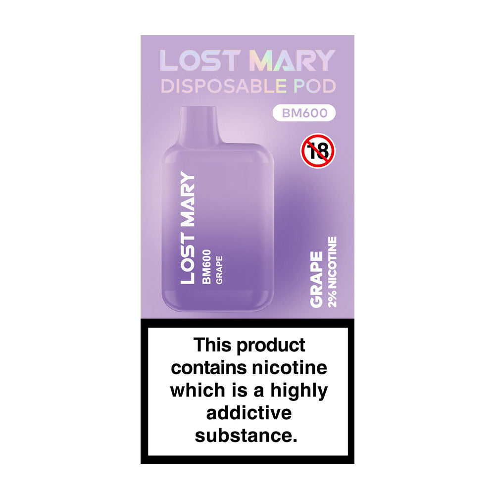 Lost Mary BM600 Grape Disposable Vape - Case of 10