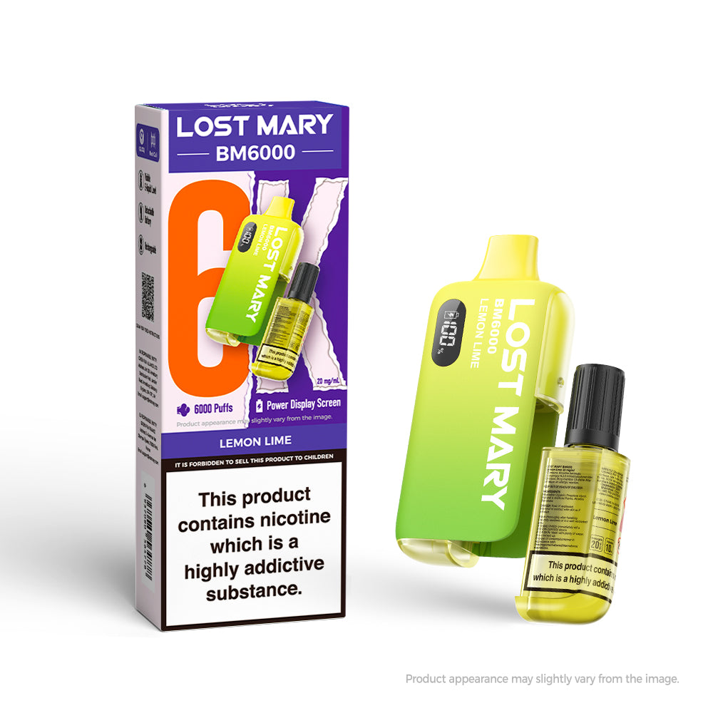 Lost Mary BM6000 Lemon Lime Disposable Vape Pod Kit - Case of 5