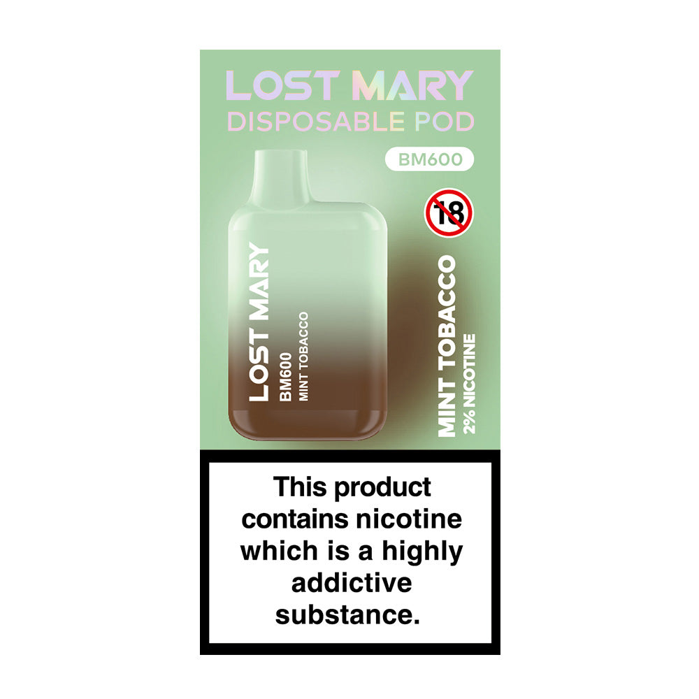 SUSPENDED - Lost Mary BM600 Mint Tobacco Disposable Vape - Case of 10