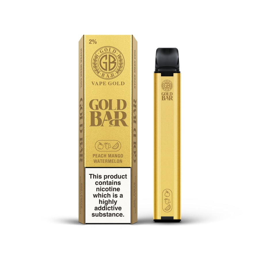 Gold Bar 600 Peach Mango Watermelon Disposable Vape - Case of 10