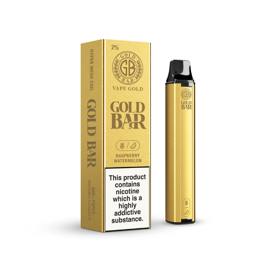 Gold Bar 600 Raspberry Watermelon Disposable Vape - Case of 10