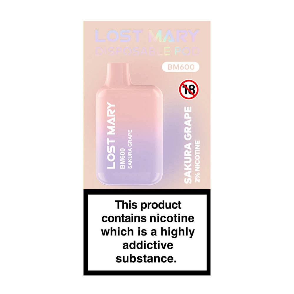 Lost Mary BM600 Sakura Grape Disposable Vape - Case of 10