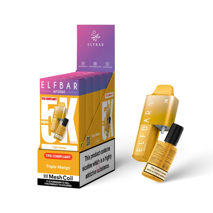 ELFBAR AF5000 Disposable Vape Kit, Triple Mango - Case of 5